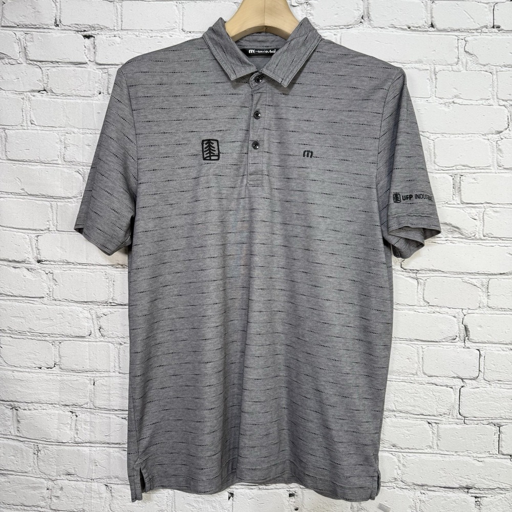 Travis Mathew Men Golf Polo Size L UFP Industries Heather Gray Soft Preppy